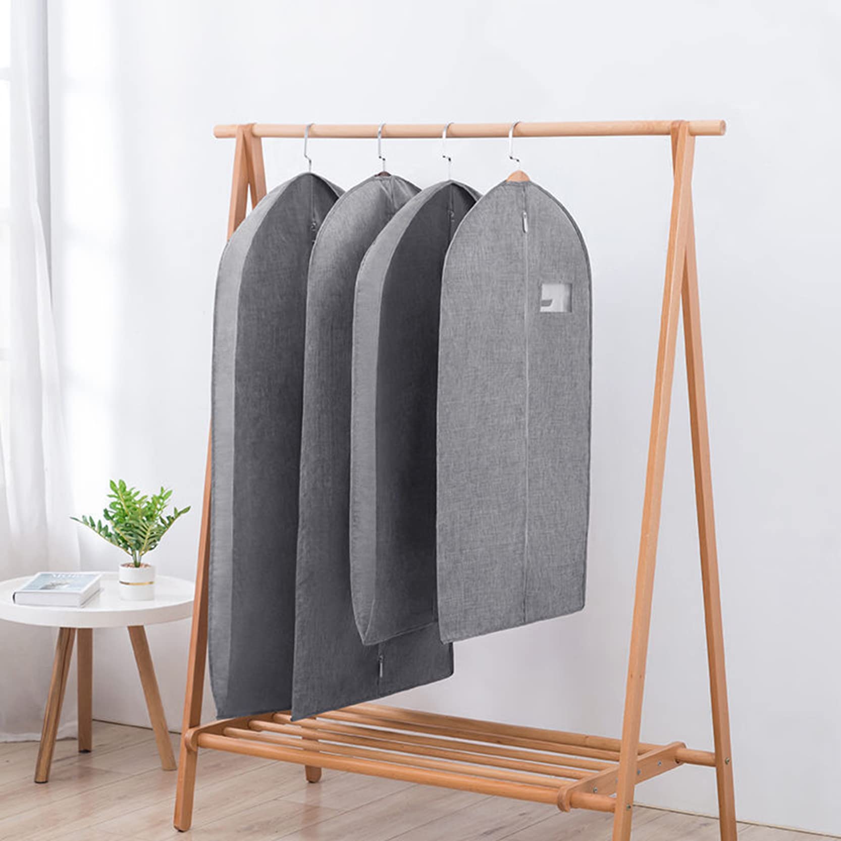Fundas Protectoras para Ropa, Paquete de 2,Bolsas Colgantes para Ropa con Cremallera para guardarropa, Fundas Transpirables y saludables para Ropa a Prueba de Polvo,Light Grey-130 x 58 cm