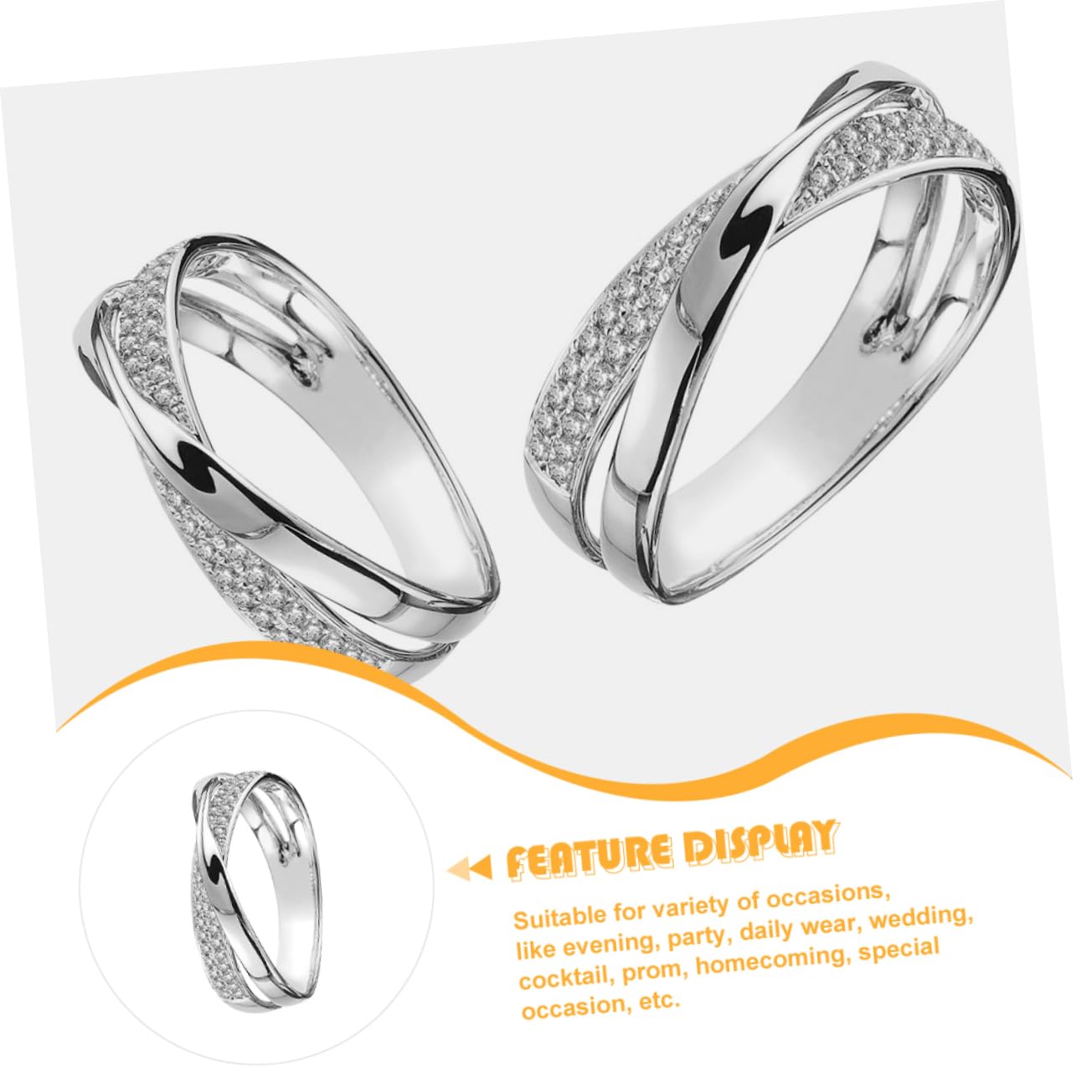 BESTYASH X-shaped Zircon for Women Elegant Fashion Jewelry Unique Finger Accessory for Parties for Any Outfit