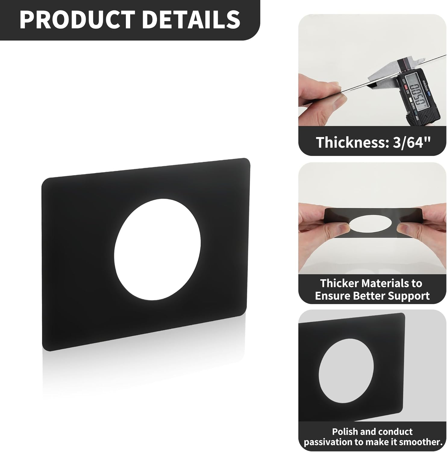 10 Pack Door Knob Reinforcement Plate Black, Door Knob Repair Plate Cover Backplate, Stainless Steel Black Door Lock Cover Plate