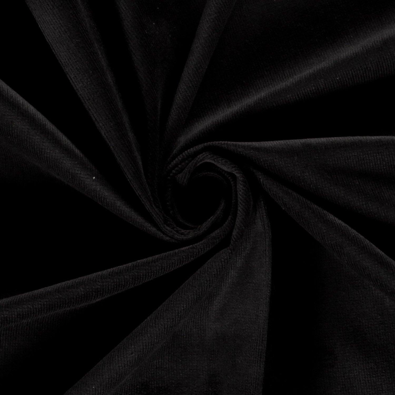 Stretch Baby Needle Cord 16 Wale Fabric Material Black 1MTR