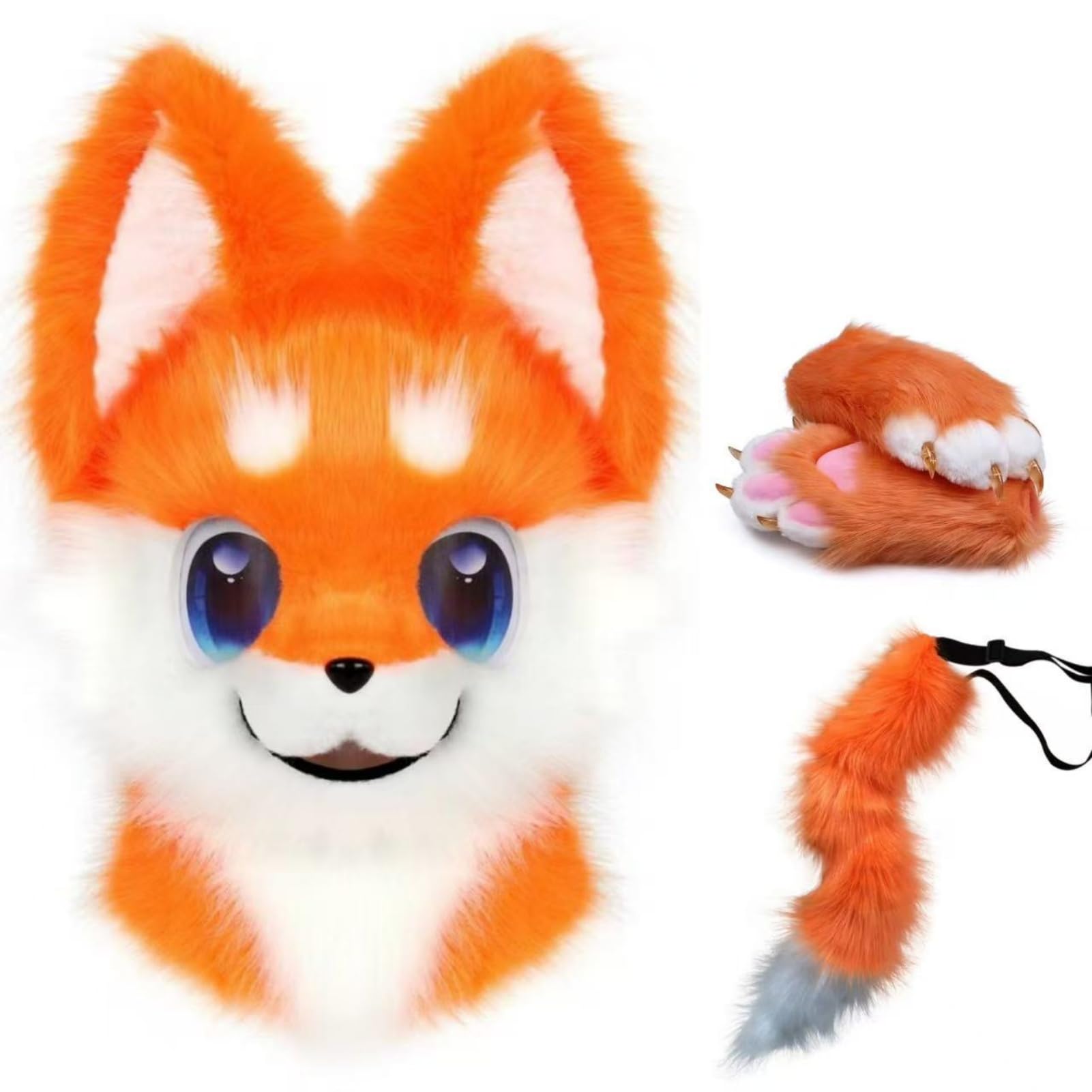 Fursuit Mascotte Furry con Testa, Zampe e Coda Fluffose – Ideale per Cosplay e Feste di Halloween