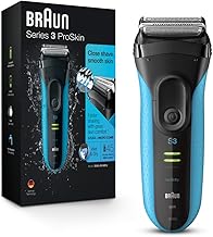Braun Electric Series 3 Razor with Precision Trimmer, Rechargeable, Wet & Dry Foil Shaver for Men, Blue/Black, 4 Piece