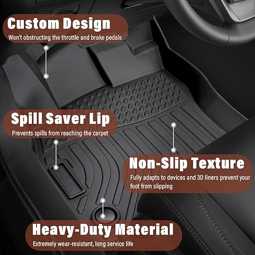 Miniatura 4 de KMF Alfombrillas para Volkswagen Jetta 2019 2020 2021 2022, 1 y 2 fila, juego completo de alfombrillas negras para todo tipo de clima, forro de