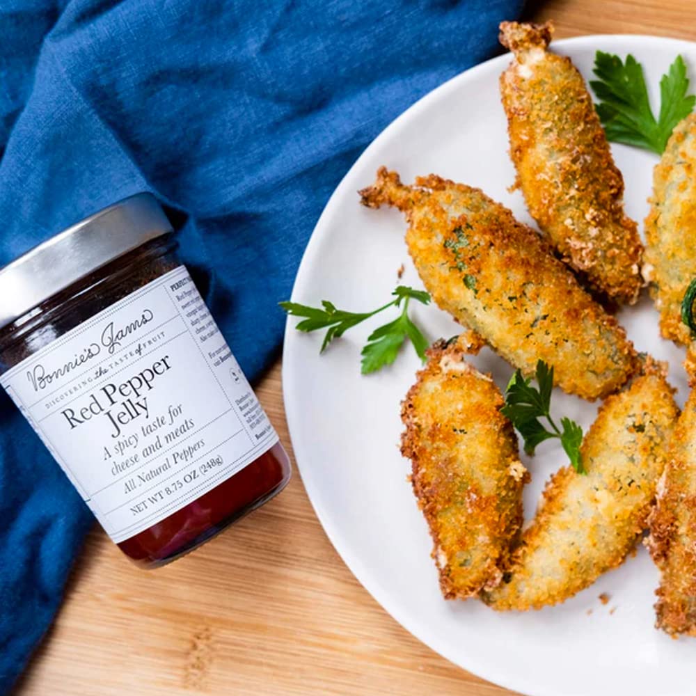 Bonnie's Jams Red Pepper Jam, 17.5 oz, Zesty and Delicious, Perfect Pairing for Creamy or Sharp Cheese, Includes Sweet Red Peppers, Twice the Fruit-Half the Sugar (2-Pack)