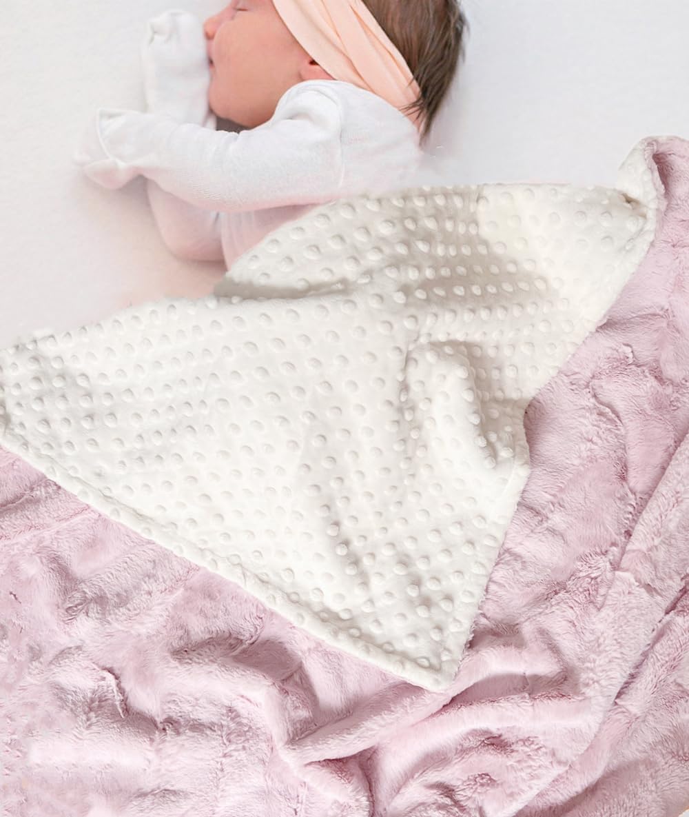 BUTTZO Baby Blanket for Boys Girls Toddlers, Fuzzy Soft Warm Cozy Minky Dot Receiving Blanket,Baby Newborn Blanket Shower Gifts (Pink, 50 X 60 inch)