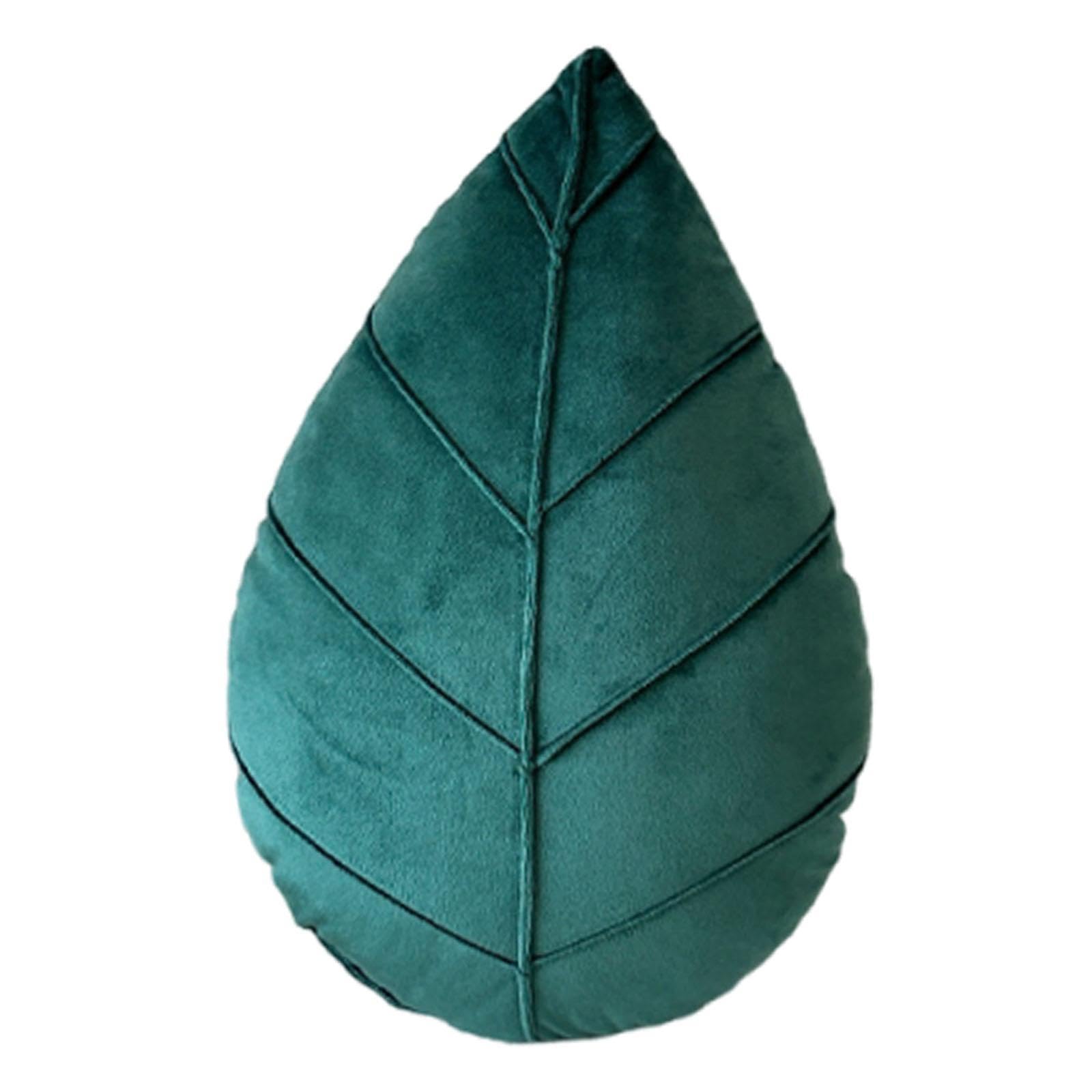 Leaf Decorative Pillow Soft Gift Plush Throw Pillow for Sofa Holiday Bedroom Dark Green 38X25Cm-image-17