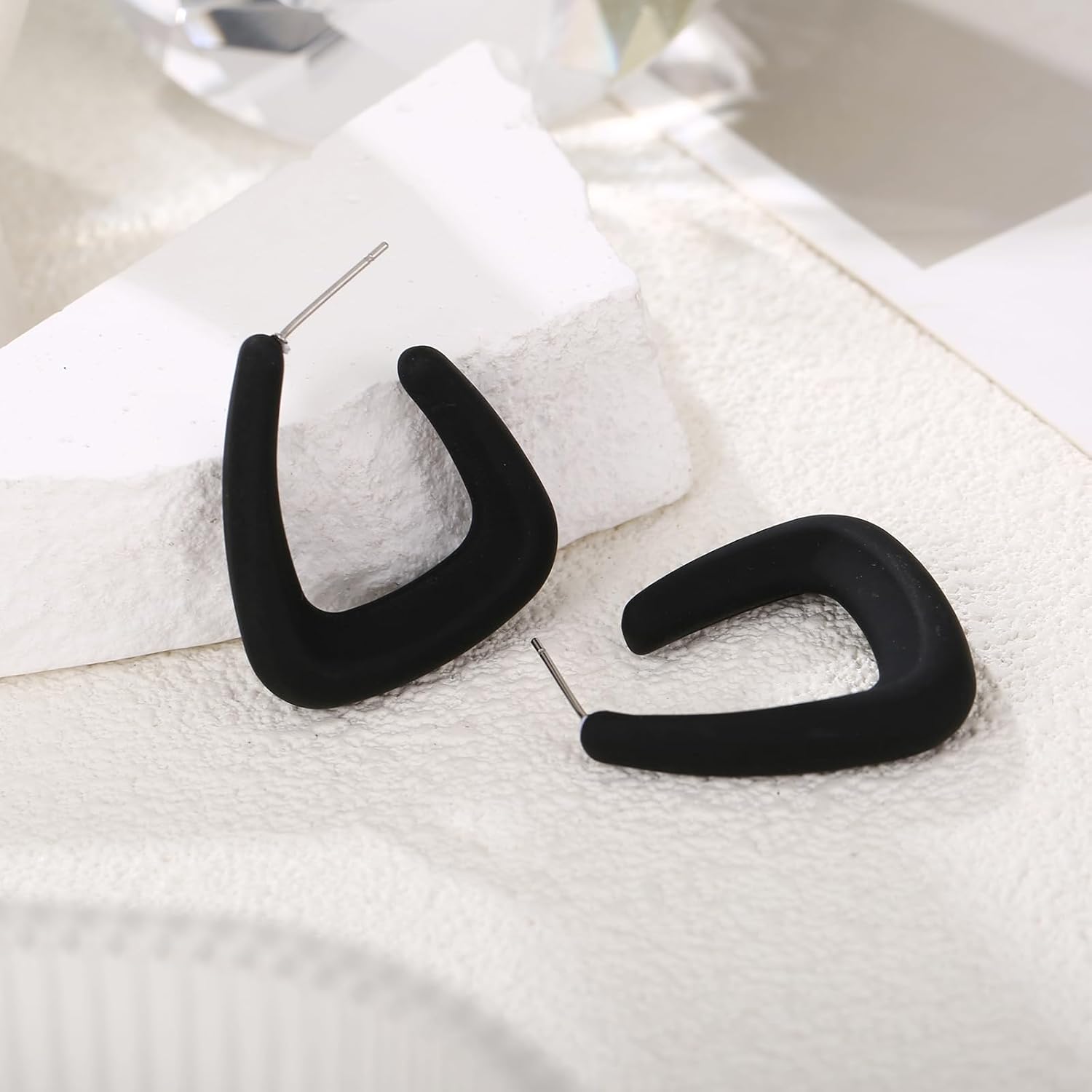 Acrylic Huggie Statement Earrings, Colorful Dome Huggie Hoop Earrings for Women - Image 5