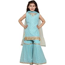 ADIVA Girls Indian Ethnic Wear Salwar Kameez For Kids|Girls Punjabi Suit|Kids Kurta Sharara Set For Girls|Indian Dress