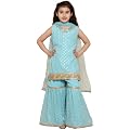 AJ DEZINES Girls Sharara Kurta Set | Georgette Sleeveless Kurti Set | Ethnic Wear for Girls | Foil Printed Sharara Suit 