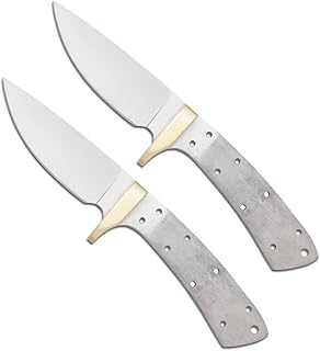 (Set of 2) CUSTOM BLANK Knives Knife Blade Drop Point 6 1/2in w/Brass Guard Bolster BL013 - Whole Earth Supply