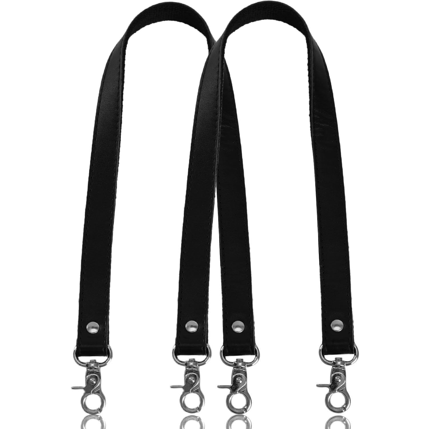 IBWel 2pcs 24 Inch Leather Replacement Handles Purses Straps Handbags Shoulder Bag Strap with Swivel Lobster Buckles, Black-gun Hardware, 24 inches
