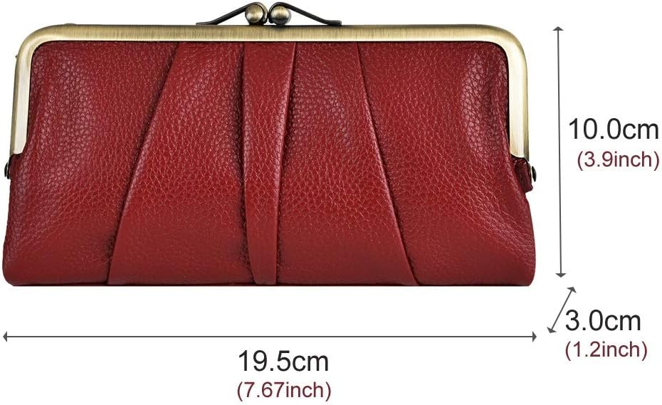 EASTNIGHTS Soft Leather Wallets for Women Compact Bifold RFID Clutch Wallet Ladies Coin Purse with Zipper and Kiss Lock