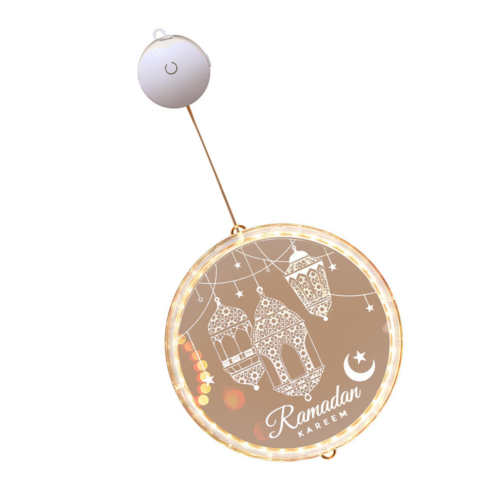 Buxuaaaa Type C Eid Mubaraks Ornament Decorative Acrylic Window Lamp Hanging Light With Warm Led For Holidays Home Decoration Hanging Lights
