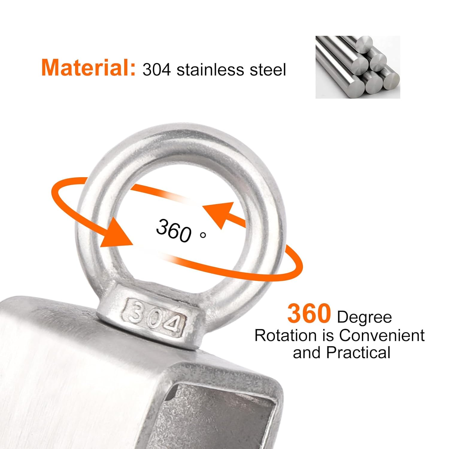 Swivel Single Pulley Block with Bearing Inside 304 Stainless Steel Heavy Duty Good for Pulley System Gym Equipment, Loading 1700 lbs (68mm-2PCS)