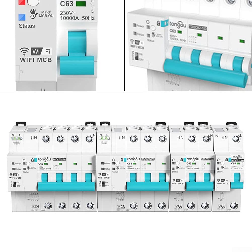 4P para Tuya MCB WIFI Disyuntor de medición para Smart Life Timer Control remoto inalámbrico