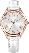 Comtex Montre Femme Or Rose Gros Cadran avec Diamant Cristal Blanc Cuir à la Mode
