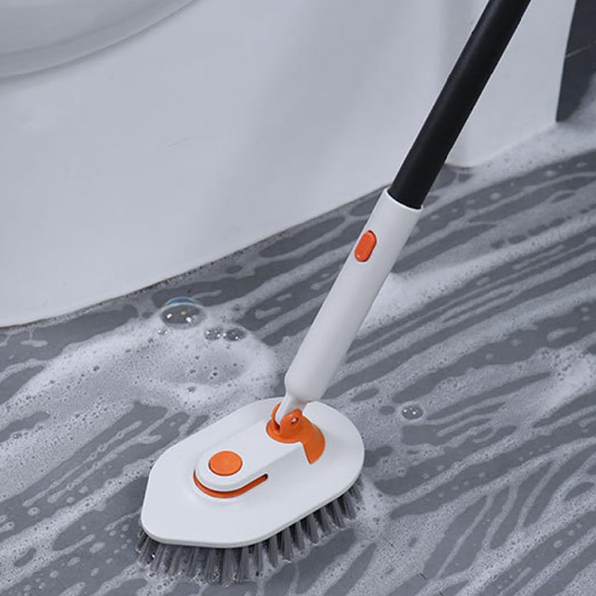 Multi-Function Floor and Grout Cleaning Brush Set with Extendable Handle, Hard Bristle and Scrub Pad Heads for Bathroom and Tile Floor Scrubbing