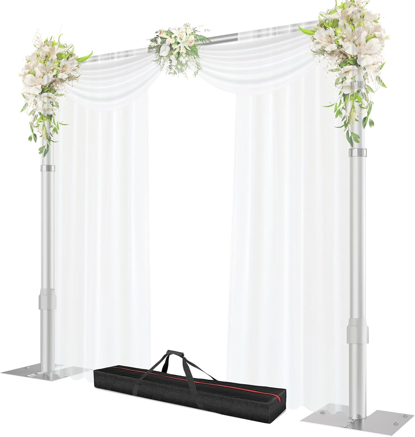 Pipe and Drape Backdrop Stand, 8.9x10ft Heavy Duty Adjustable Backdrop Frame with Metal Base, Background Holder for Parties Photography Wedding Photoshoot Decoration
