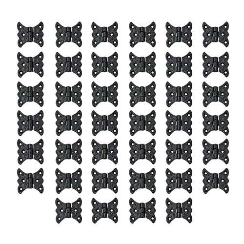 Adonai Hardware 2" "Aeneus Heavy Duty Antique Cast Iron Vintage Cabinet Butterfly Hinges (40 Pack, Matte Black) for Barn Doors, Cupboards, Wooden Jewelry Box, Furniture, Treasure Chest and Trunks
