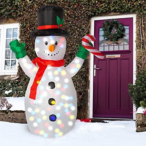 Eye-Catching Multicolor Inflatable Snowman with Disco Lights, 1.5m (1 Pc.), Fun & Festive Holiday Decor - Image 3