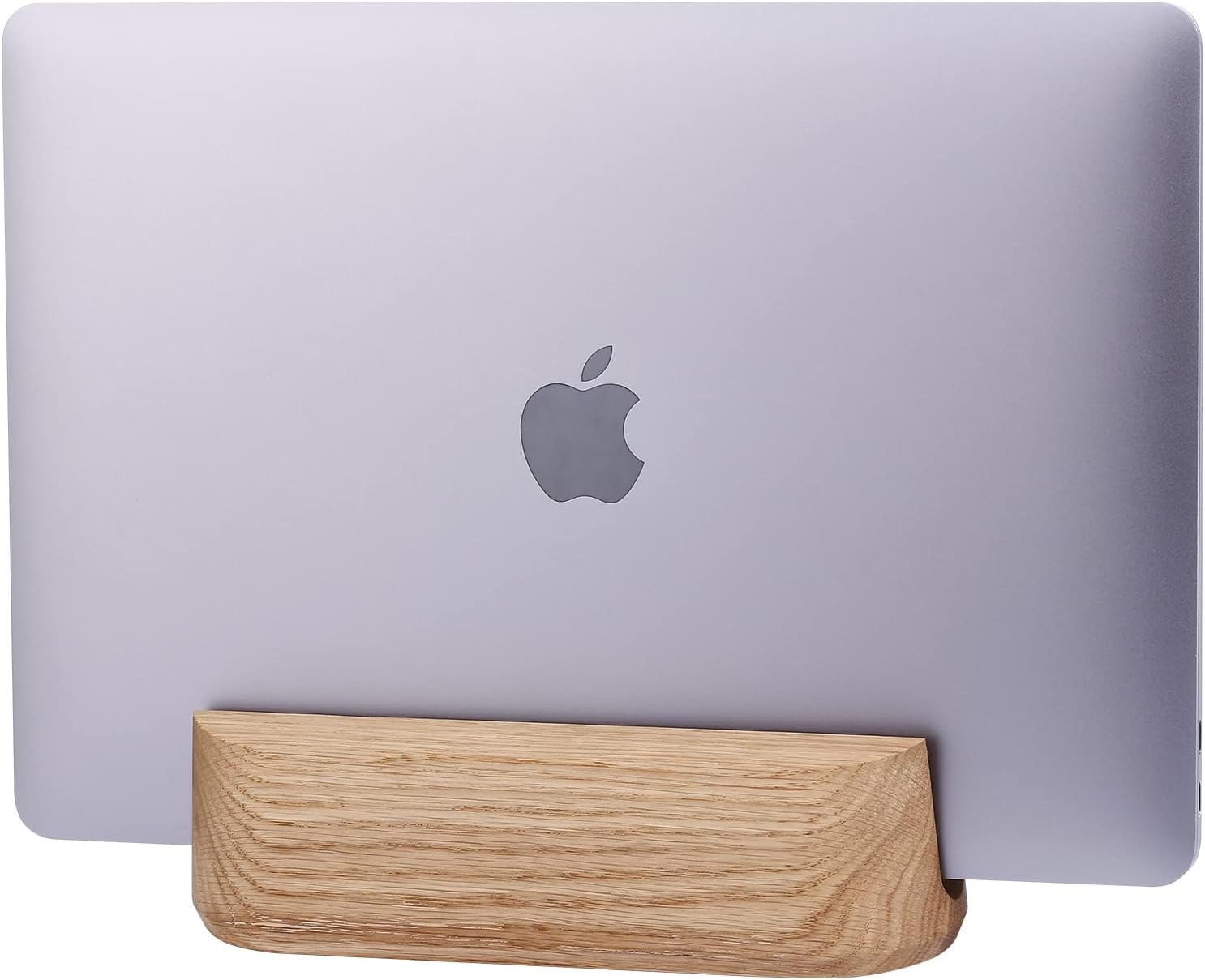 Laptop-Ständer, vertikaler Laptop-Halter für den Schreibtisch, alle MacBooks, vertikale Ständer, bis zu 1,8 cm dick, handgefertigter MacBook-Halter aus Naturholz (einzelne Eiche)