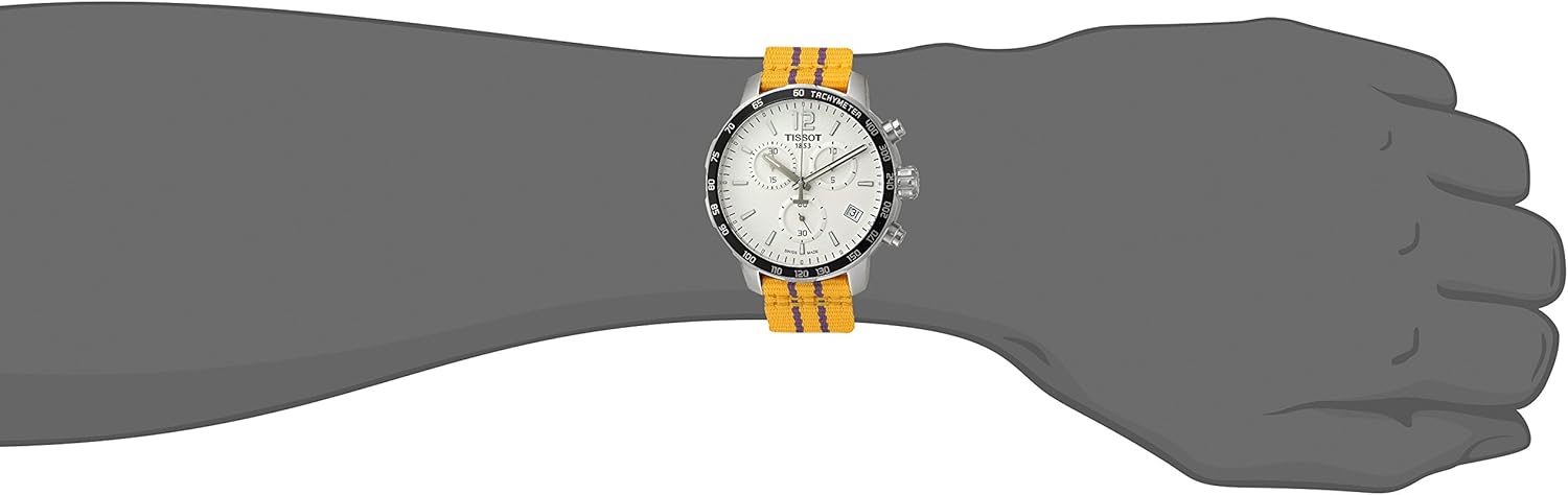 Vista 2 de Tissot 'Quickster' Reloj suizo de cuarzo de acero inoxidable y nailon, color amarillo (modelo T0954171703705)