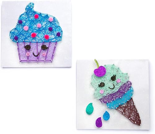 Miniatura 5 de Craft-tastic Kit de arte de cuerdas - Kit de manualidades hace 2 lienzos de arte de cuerdas grandes - Edición de postres