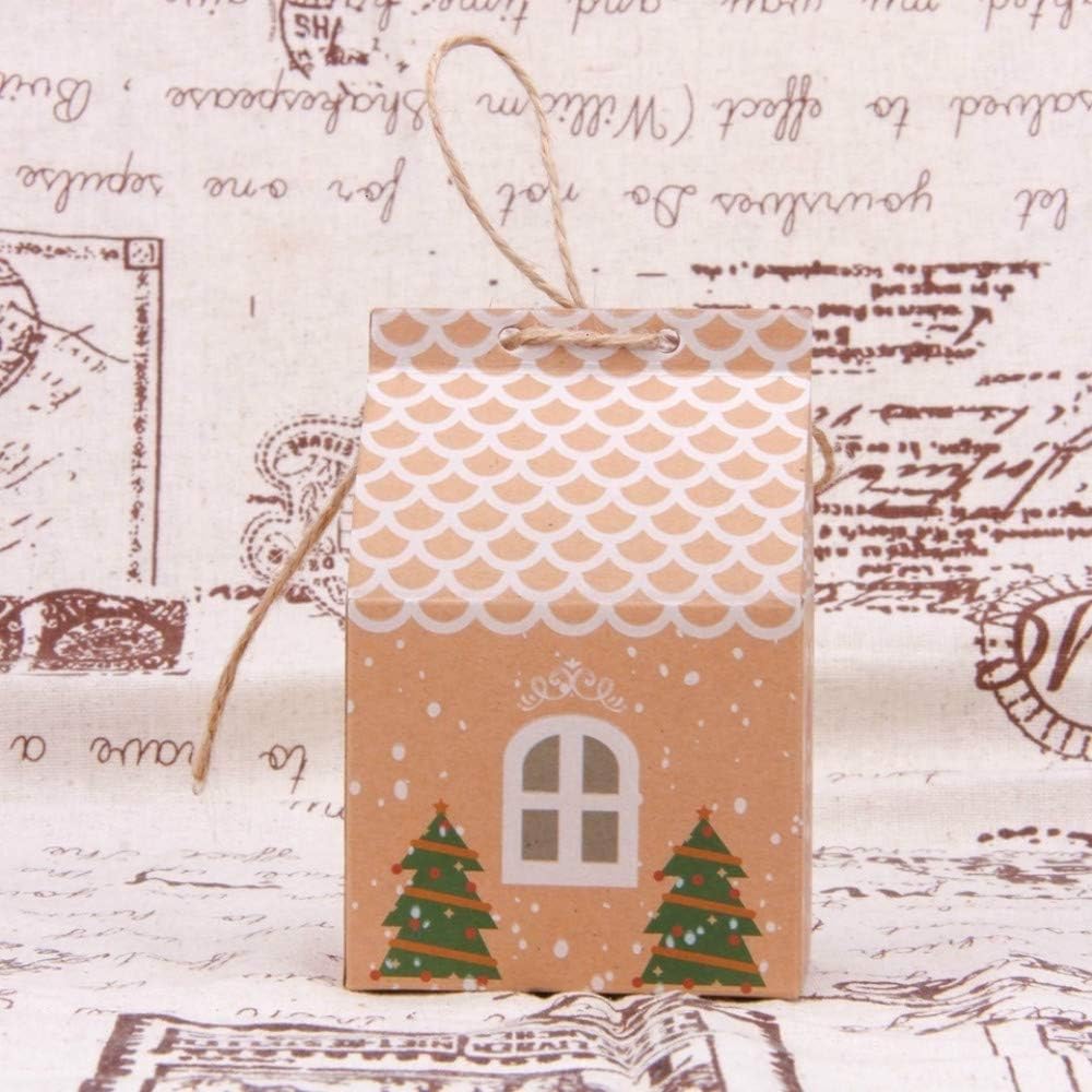 Gift Box 5pcs Christmas Candy Gift Bags with Ropes Xmas Tree Cookie Bags Merry Christmas Guests Packaging Boxes Party Decor