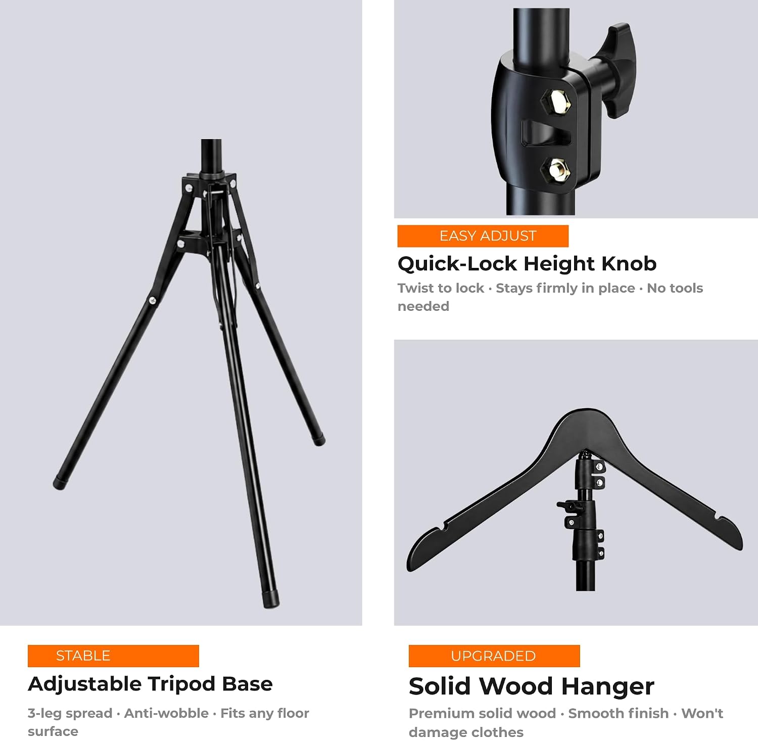 SouthFrog Adjustable Shirt Display Stand 31-63 Inch, Foldable Tripod Clothing Hanger Stand Portable Garment Rack for Vendors Display, T-Shirt, Dress, Jacket, Coat, Graduation Gown and Cap