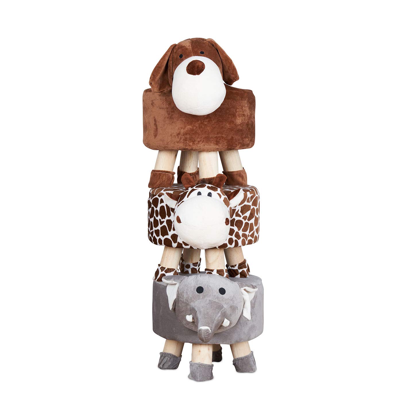 levandeo Hocker Hund H25cm Braun Plüsch Polsterhocker Kinderzimmer Tierhocker Dekositz Sitzgelegenheit Dekoration Einrichtung