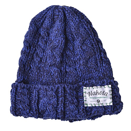[ナコタ] ニット帽 帽子 ニットキャップ アラン編み ウール ケーブル編み レディース メンズ 冬 大きいサイズ ハンドメイド ワッチキャップ あたたかい 厚手 Free Size ミックスネイビー