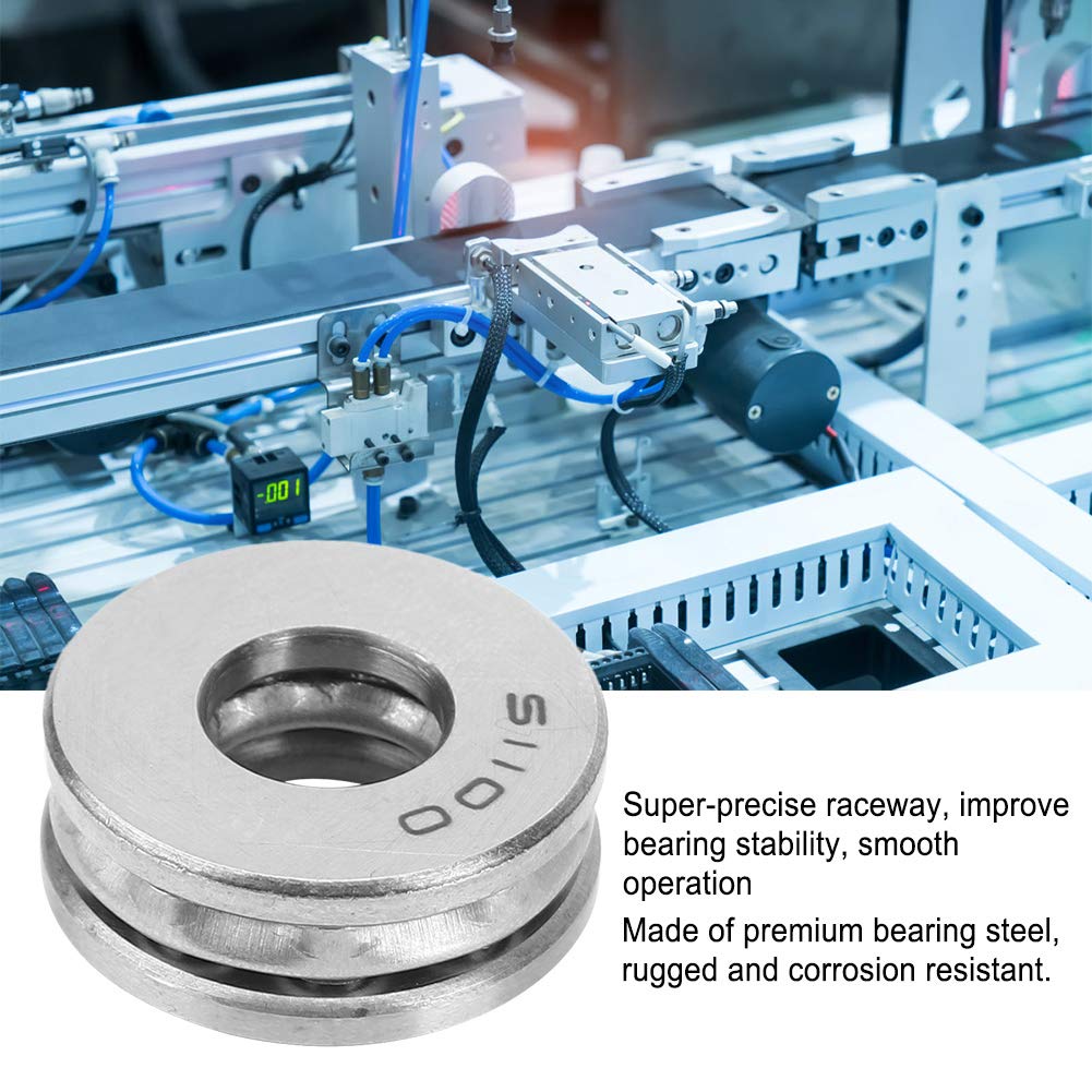 5Pcs 51100 Axial Ball Thrust Bearings, 2RS Seal Thrust Bearing Low Noise Plane Thrust Bearing Convex Track for Replacement Parts Machinery