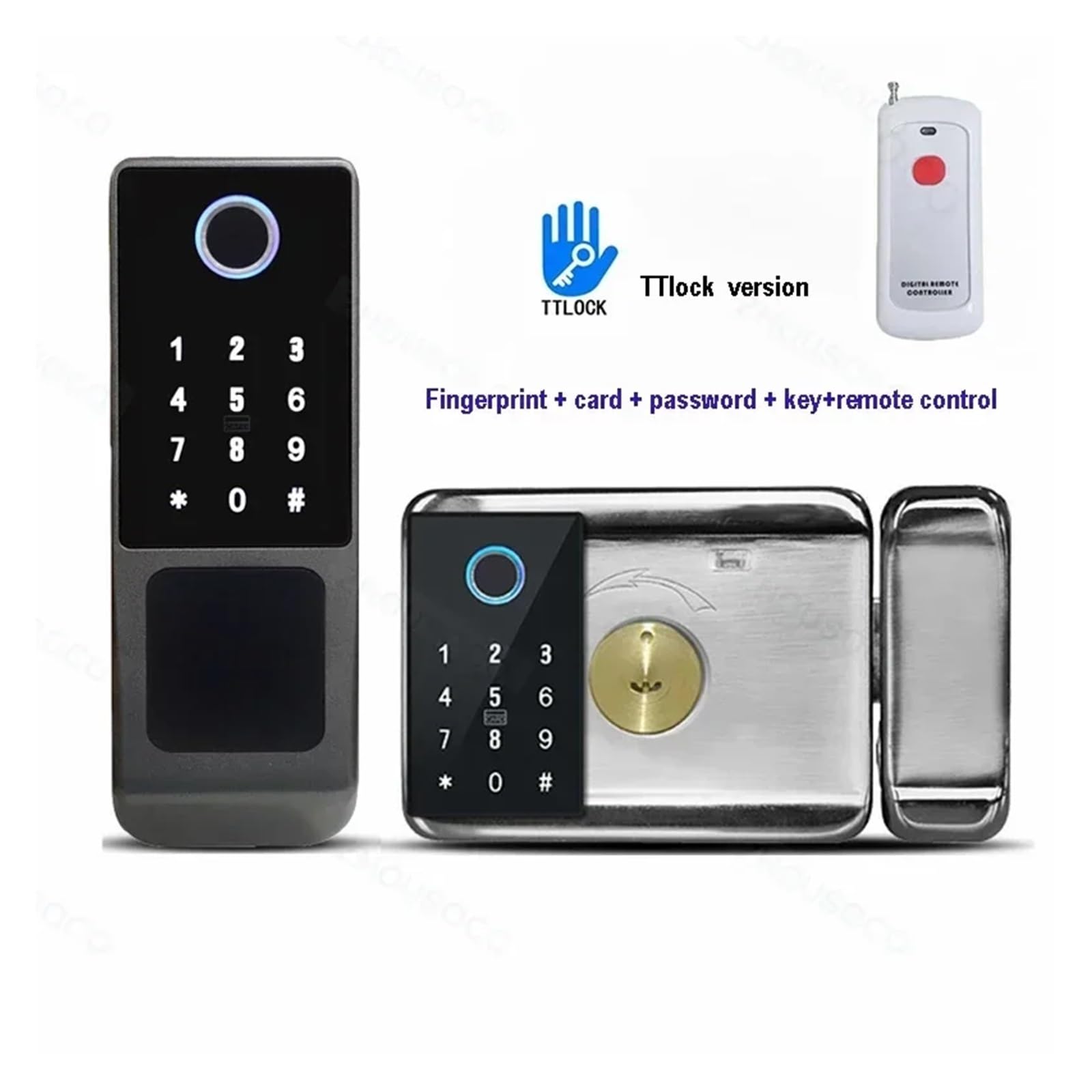 Blokada Z Użyciem Linii Papilarnych Wodoodporny Pilot Wi-Fi Tuya Bluetooth TTLock Karta Aplikacji Cyfrowy Kod Keyless Elektroniczny Inteligentny Zamek Do Drzwi Wysoki Poziom BezpieczeńStwa(C-4)