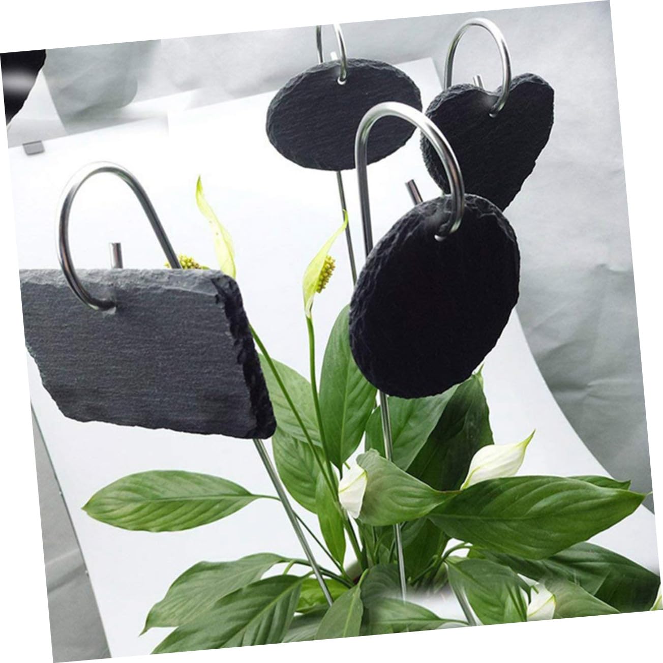 TOYANDONA Étiquette Ardoise Suspendue pour Plantes Plaque de Jardin Fer Étiquette de Massif de Fleurs pour Pots et Jardinières