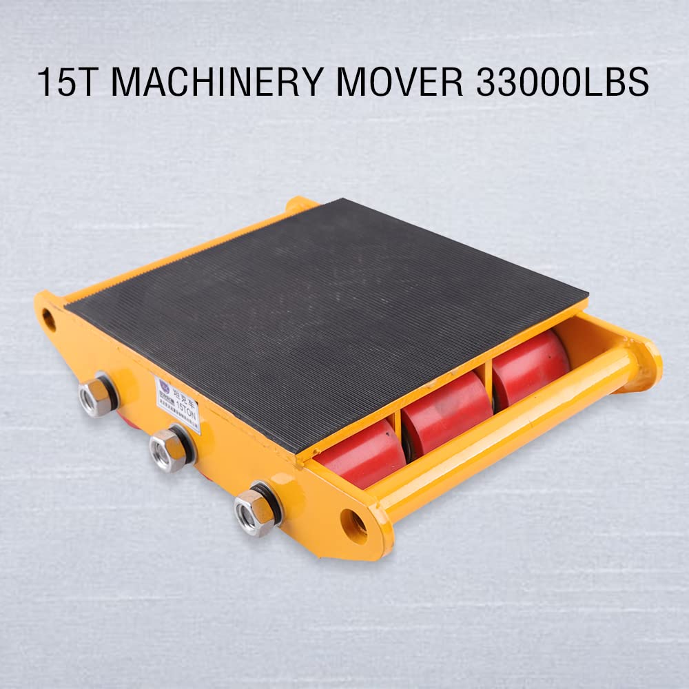 Machinery Mover, Rouleau blindé 15T Heavy Duty Machine à skate scooter meubles appareil chariot de transport avec bouchon rotatif à 360° pour applications industrielles et commerciales Jaune
