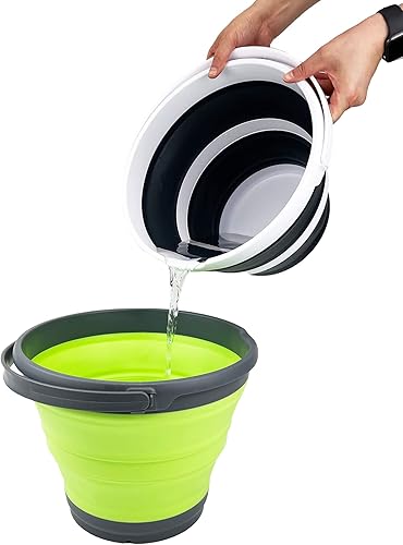 Miniatura 75 de SAMMART Cubo de plástico plegable de 10 L (2.6 galones), bañera redonda plegable, cubo de agua portátil para pesca, bote de agua para exteriores