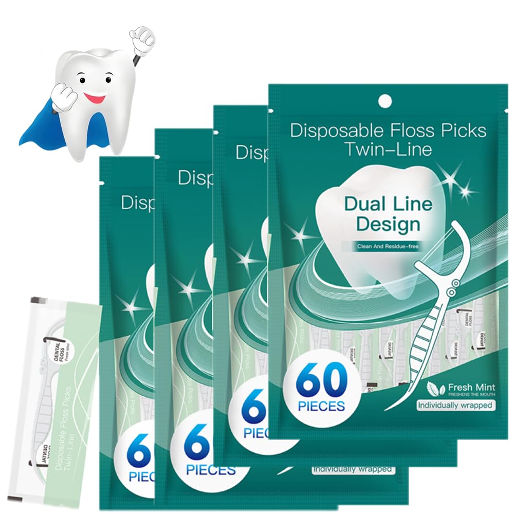 240PCS Independent Packaging Double-Layer Dental Floss toothpicks Travel toothpicks, Dental Floss Without Damage or Broken Teeth, Double Cleaning Debris Perfect for Cleaning Teeth
