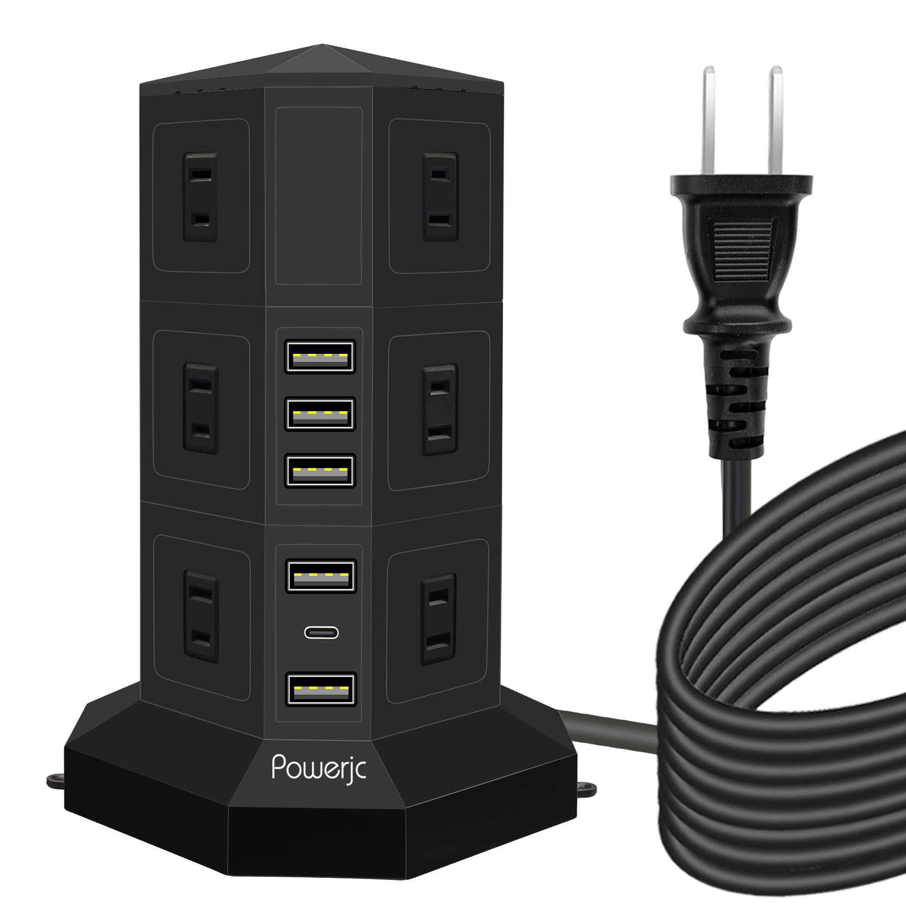 Amazon.co.jp: POWERJC タワー式電源タップ3層縦コンセント 12AC
