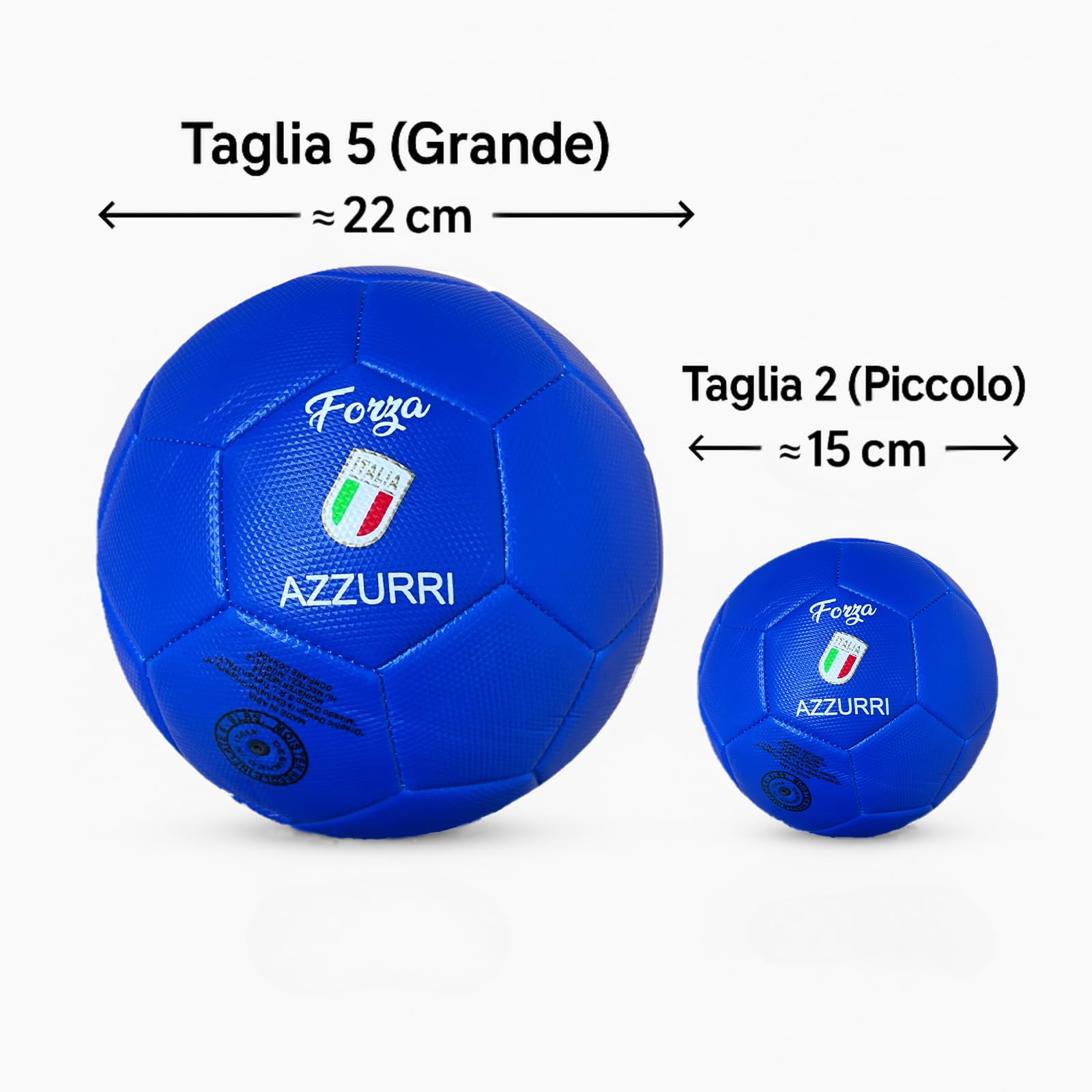 Pallone da Calcio Modello Italia. Blu. Palla Realizzata in HF PVC. Adulti Ragazzi e Bambini (Misura 5 - Grande)