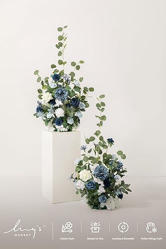 Miniatura 6 de Ling's Moment Arreglo floral de altar de gran tamaño para exteriores, interiores, otoño, boda, ceremonia, arco, pasillo, entrada, decoración floral,