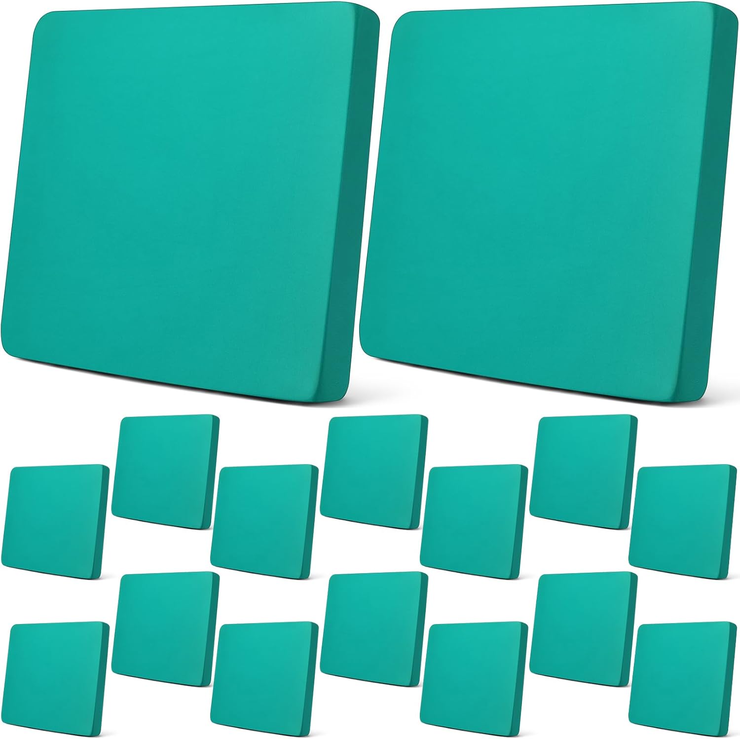 Newwiee 16 Pcs Patio Cushion Covers Stretch Sofa Outdoor Cushion Covers Replacement, Waterproof Couch Slipcover Sofa Seat Flexibility Furniture Protector, Washable (Peacock Blue)