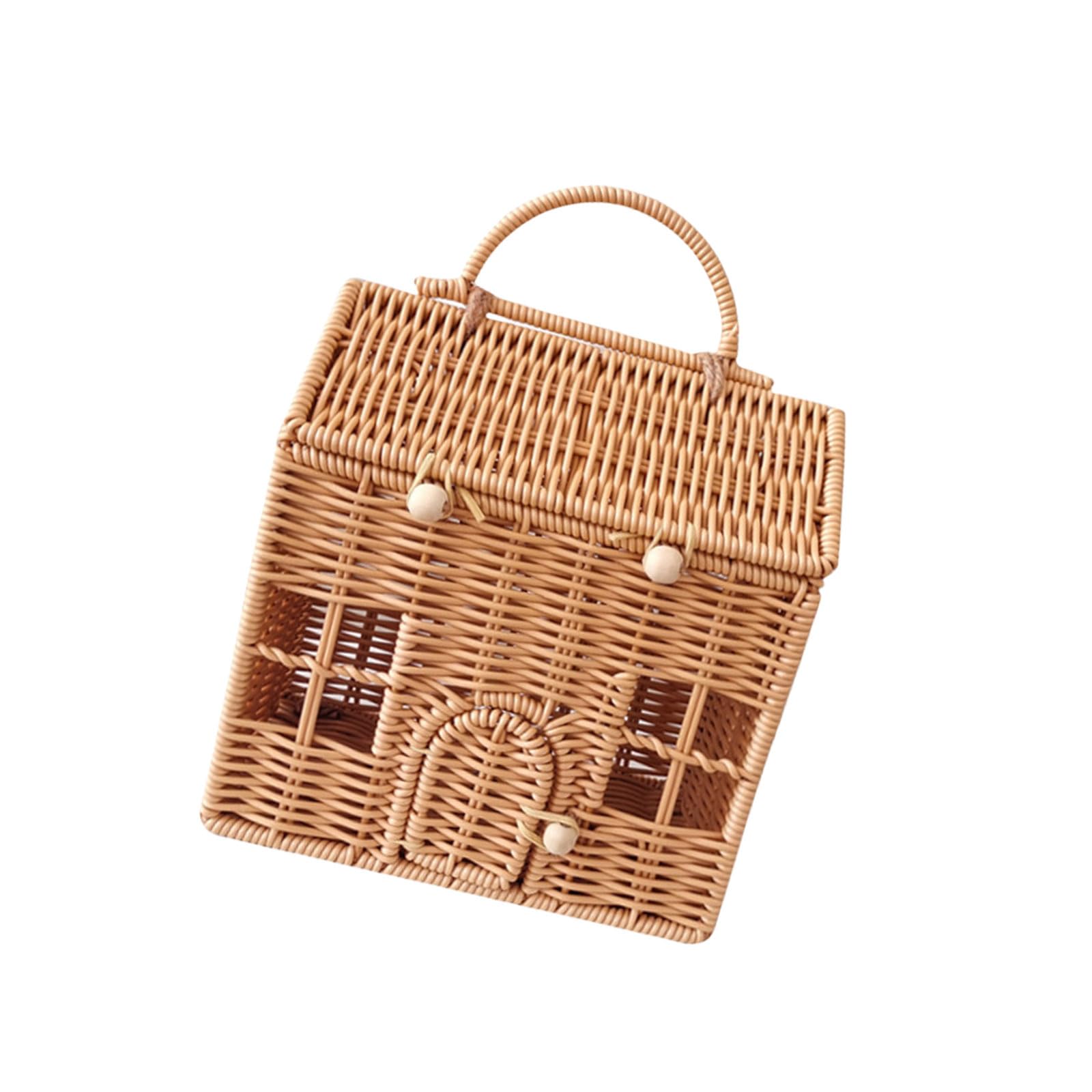 Kalttoy Wicker Picnics Basket with Handle Elegant House Shaped Rattan Suitcase Stylish Packaging Box Gift Packaging