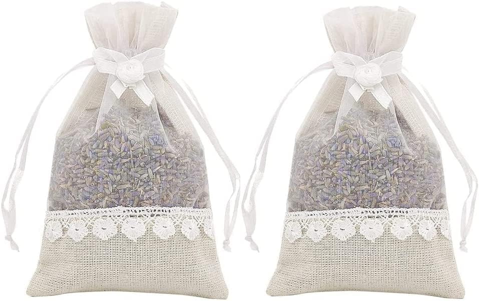 KUPOO 20 Rose Burlap Drawstring Bags Lace Jute Pouches for Weddings,Parties image 5