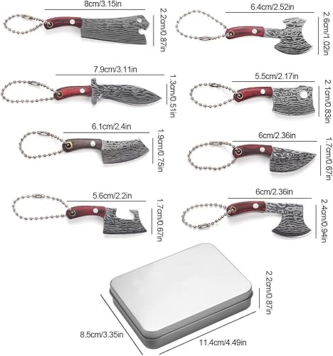 Miniatura 10 de Mini Knife Set,Tiny Knife Set with Sheath,Mini Pocket Knives Keychain for Knife Collectors Gifts and Package Opener Box Cutter (6)