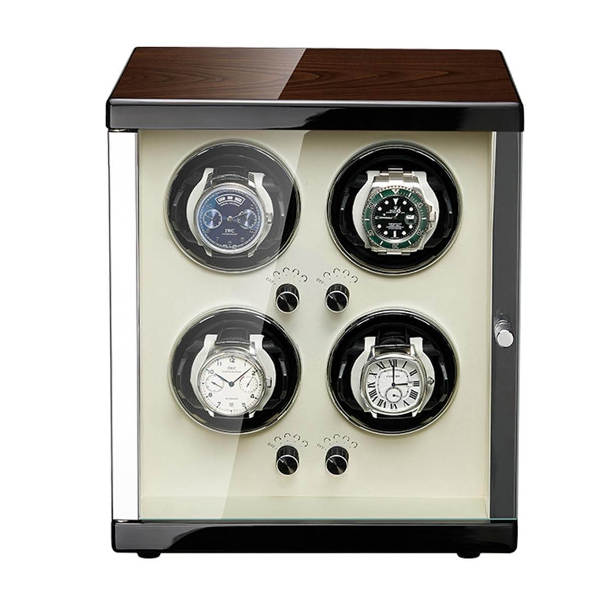 MYUYEE Watch Winder Watch Winder For 1 2 4 6 Automatic Watches With Quiet Japanese Motor Suitable Lady And Man Watches Rotating Watch Device Watch Winder (A-4+0)