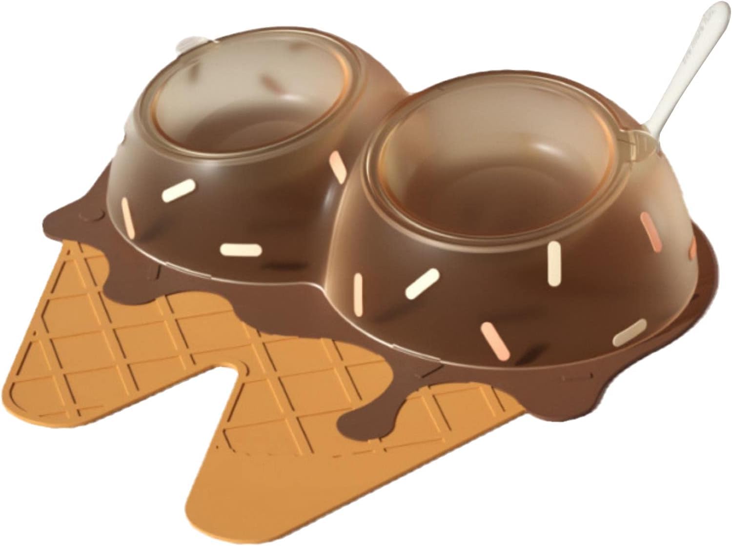 AMPLIN 1pc Ice Cream Cat Bowl Tilt High Foot Neck Protection Cat Bowl Double Bowl Drinking Pet Supplies Pet Bowl No-Spill Pet Water Bowl for Indoor Cats and Dogs-Ice Cream Planet Bowl