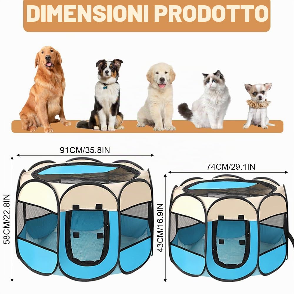 Cucciolo Portatile che Corre,Box per Cane da Corsa Stabile Guscio Gatto Pieghevole,Cane Elastico in Tessuto Oxford Impermeabile,Cane Gabbia Per Gatto,Cane,Caneconiglio(Bianco Blu,S,8)