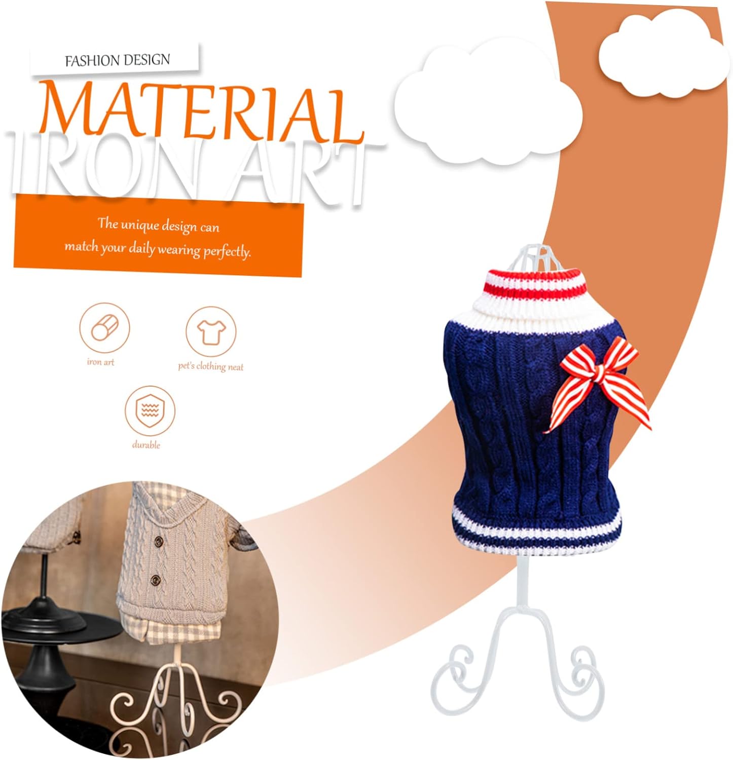 [Aoinfok] ペット衣類ディスプレイスタンド 2個入り ミニハンガー ヴィンテージ風 鉄製 壁掛け可能 子犬・小サイズペットコ