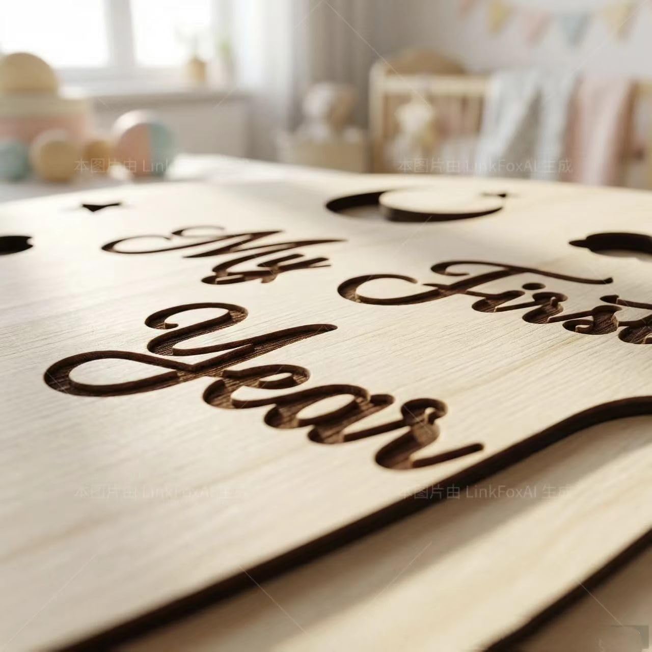 Baby's First Year Wooden Photo Frame Arch and House Shaped Natural Wood 13 Photo Slots Moon Stars Cutout Rose Gold Print Newborn Monthly Milestone Keepsake (Arch Shape) image 5