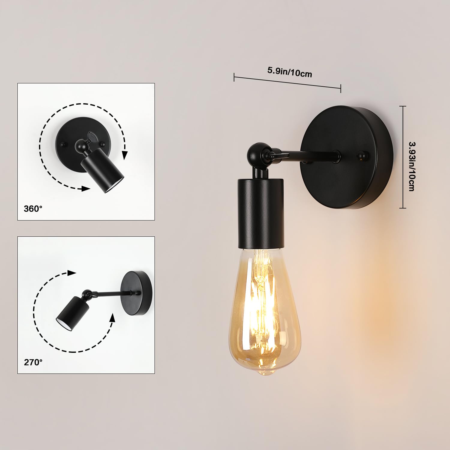 B.K.Licht, Lampada Da Tavolo Retrò, Attacco Per Lampadina E27 Non - 10